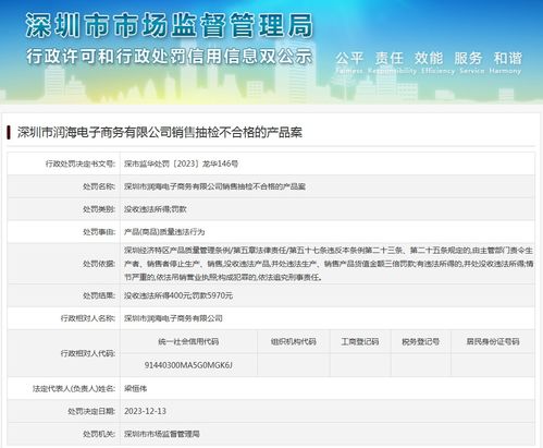 深圳市润海电子商务有限公司销售抽检不合格的产品案